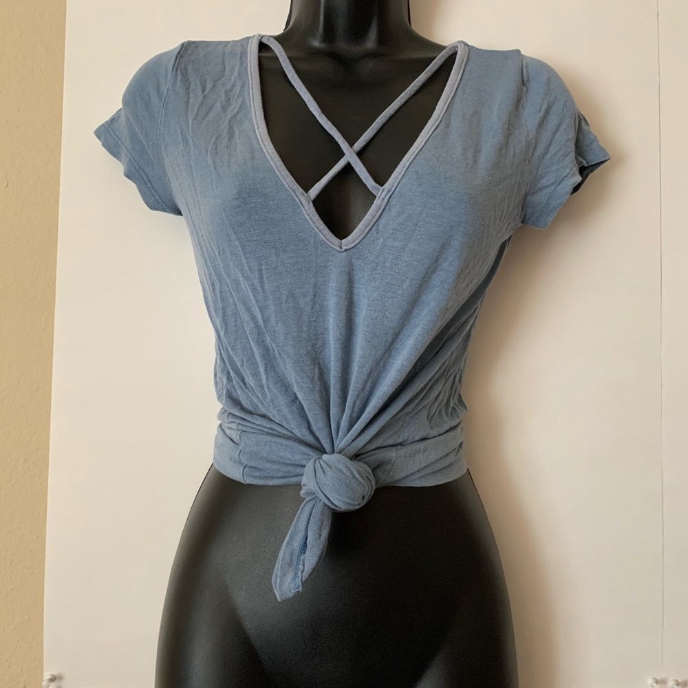 ‼️FINAL PRICE‼️ Blue Criss Crossed Tee